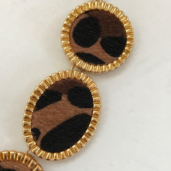 TALBOTS Statement Necklace Leopard Print Black and Gold - Picture 6 of 15